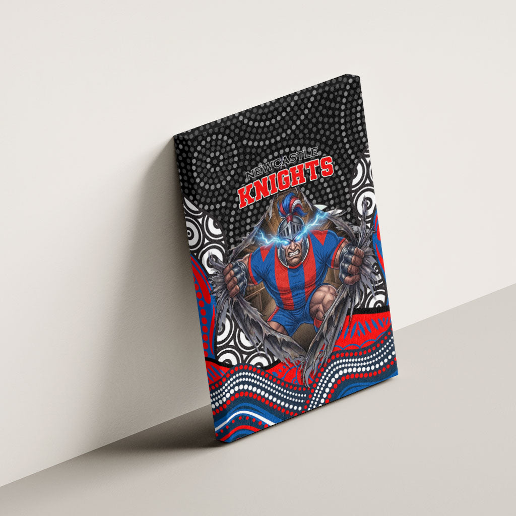 Newcastle Knights Canvas Wall Art The Scream of Lightning Eyes - Indigenous Dot Ripping Effect