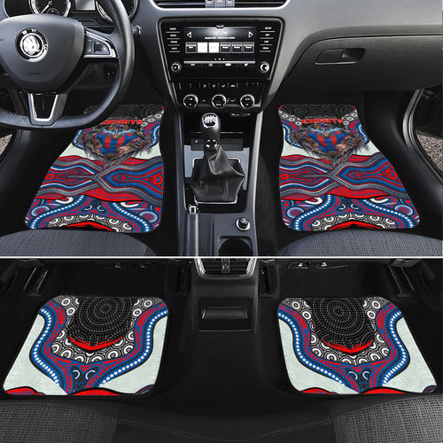 Newcastle Knights Car Mats The Scream of Lightning Eyes - Indigenous Dot Ripping Effect