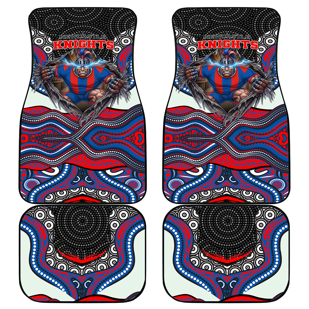 Newcastle Knights Car Mats The Scream of Lightning Eyes - Indigenous Dot Ripping Effect