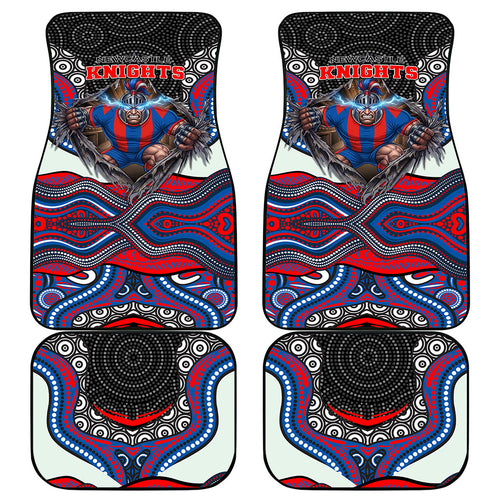 Newcastle Knights Car Mats The Scream of Lightning Eyes - Indigenous Dot Ripping Effect