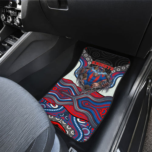 Newcastle Knights Car Mats The Scream of Lightning Eyes - Indigenous Dot Ripping Effect