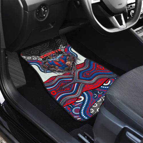 Newcastle Knights Car Mats The Scream of Lightning Eyes - Indigenous Dot Ripping Effect