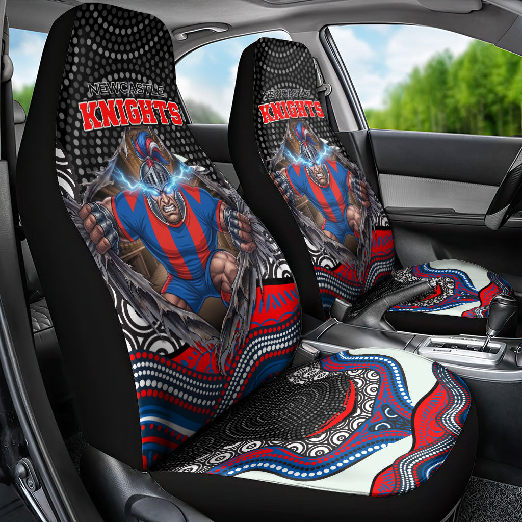 Newcastle Knights Car Seat Cover The Scream of Lightning Eyes - Indigenous Dot Ripping Effect