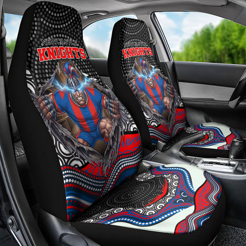 Newcastle Knights Car Seat Cover The Scream of Lightning Eyes - Indigenous Dot Ripping Effect