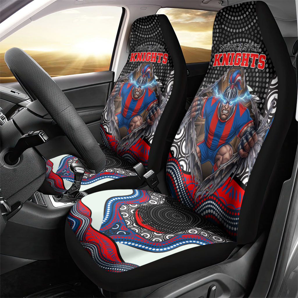 Newcastle Knights Car Seat Cover The Scream of Lightning Eyes - Indigenous Dot Ripping Effect