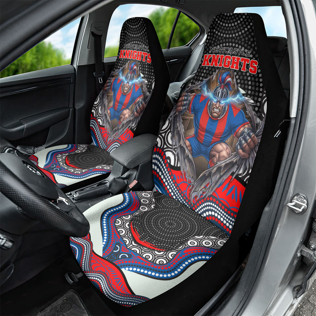 Newcastle Knights Car Seat Cover The Scream of Lightning Eyes - Indigenous Dot Ripping Effect