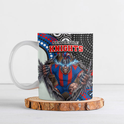 Newcastle Knights Ceramic Mug The Scream of Lightning Eyes - Indigenous Dot Ripping Effect