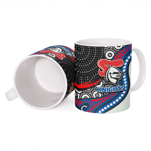 Newcastle Knights Ceramic Mug The Scream of Lightning Eyes - Indigenous Dot Ripping Effect