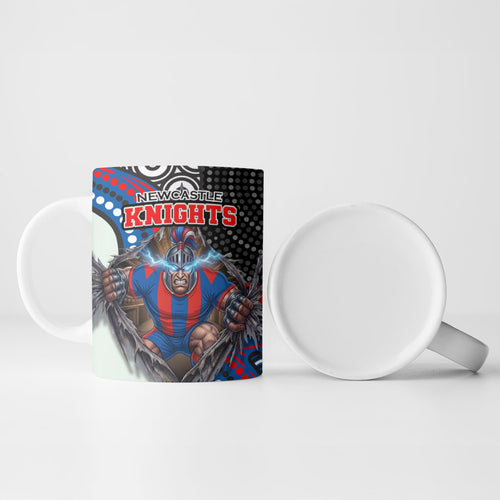 Newcastle Knights Ceramic Mug The Scream of Lightning Eyes - Indigenous Dot Ripping Effect