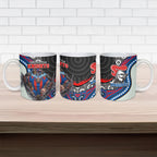 Newcastle Knights Ceramic Mug The Scream of Lightning Eyes - Indigenous Dot Ripping Effect
