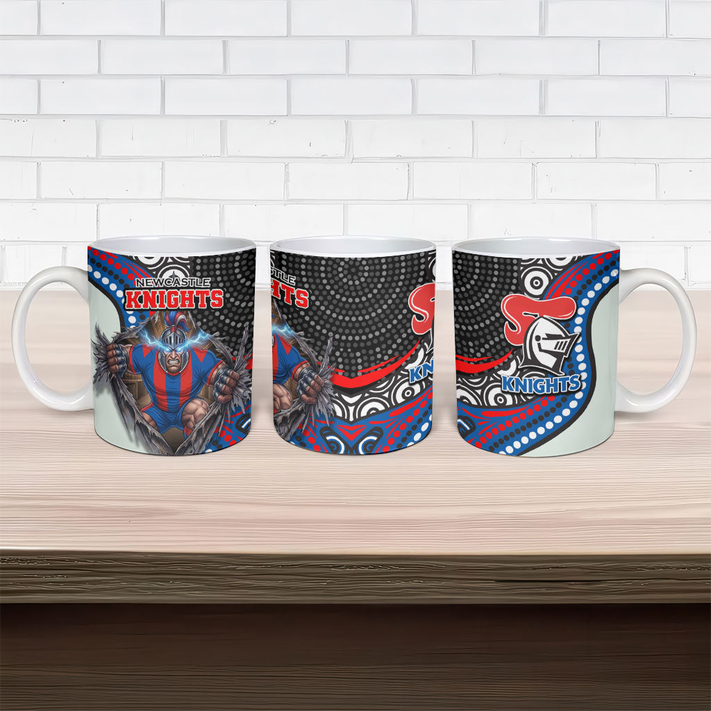 Newcastle Knights Ceramic Mug The Scream of Lightning Eyes - Indigenous Dot Ripping Effect