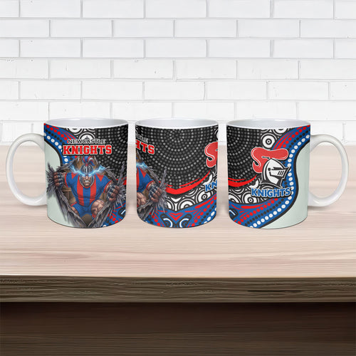 Newcastle Knights Ceramic Mug The Scream of Lightning Eyes - Indigenous Dot Ripping Effect