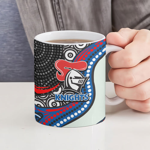 Newcastle Knights Ceramic Mug The Scream of Lightning Eyes - Indigenous Dot Ripping Effect