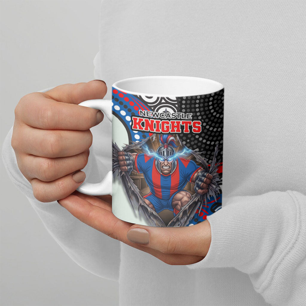Newcastle Knights Ceramic Mug The Scream of Lightning Eyes - Indigenous Dot Ripping Effect