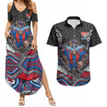 Newcastle Knights Couples Matching Summer Maxi Dress and Hawaiian Shirt The Scream of Lightning Eyes - Indigenous Dot Ripping Effect