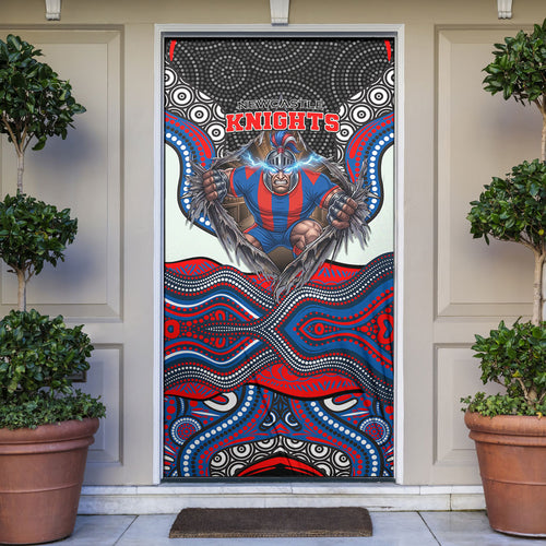 Newcastle Knights Door Cover The Scream of Lightning Eyes - Indigenous Dot Ripping Effect