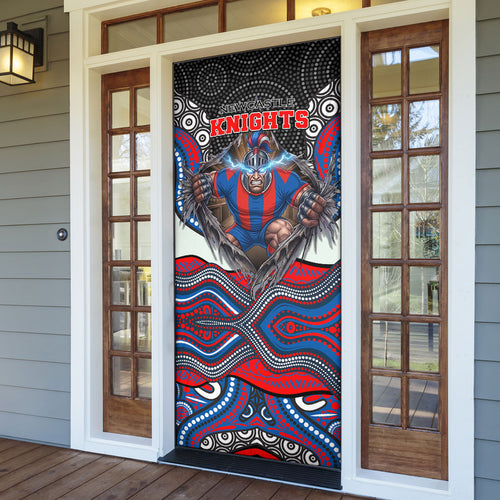 Newcastle Knights Door Cover The Scream of Lightning Eyes - Indigenous Dot Ripping Effect
