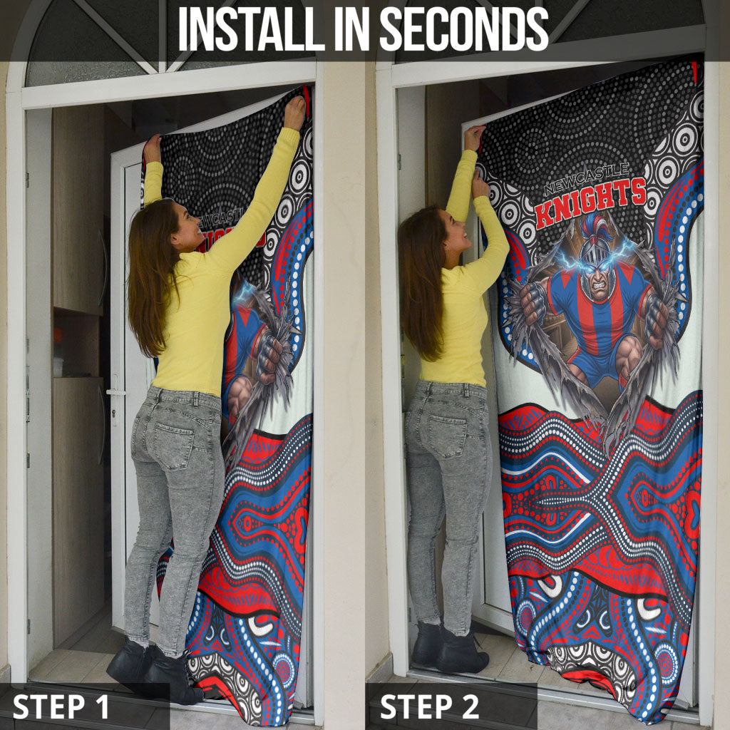 Newcastle Knights Door Cover The Scream of Lightning Eyes - Indigenous Dot Ripping Effect