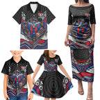Newcastle Knights Family Matching Puletasi and Hawaiian Shirt The Scream of Lightning Eyes - Indigenous Dot Ripping Effect