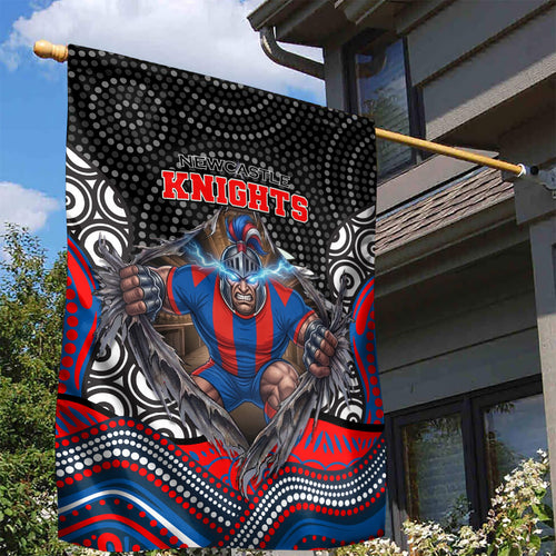Newcastle Knights Garden Flag The Scream of Lightning Eyes - Indigenous Dot Ripping Effect