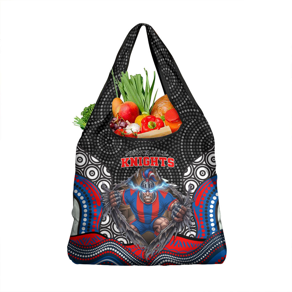 Newcastle Knights Grocery Bag The Scream of Lightning Eyes - Indigenous Dot Ripping Effect