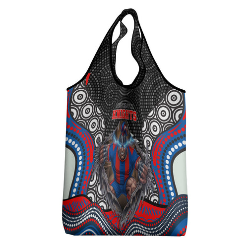 Newcastle Knights Grocery Bag The Scream of Lightning Eyes - Indigenous Dot Ripping Effect