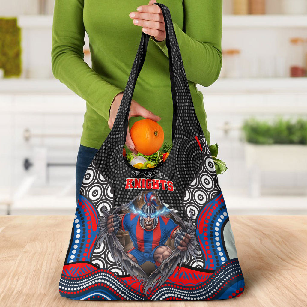 Newcastle Knights Grocery Bag The Scream of Lightning Eyes - Indigenous Dot Ripping Effect