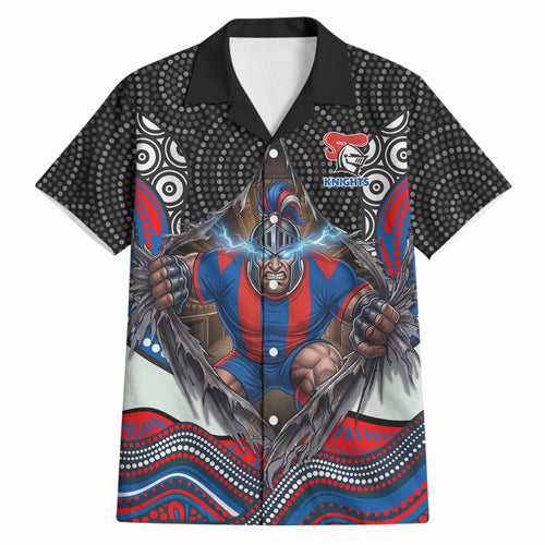 Newcastle Knights Hawaiian Shirt The Scream of Lightning Eyes - Indigenous Dot Ripping Effect