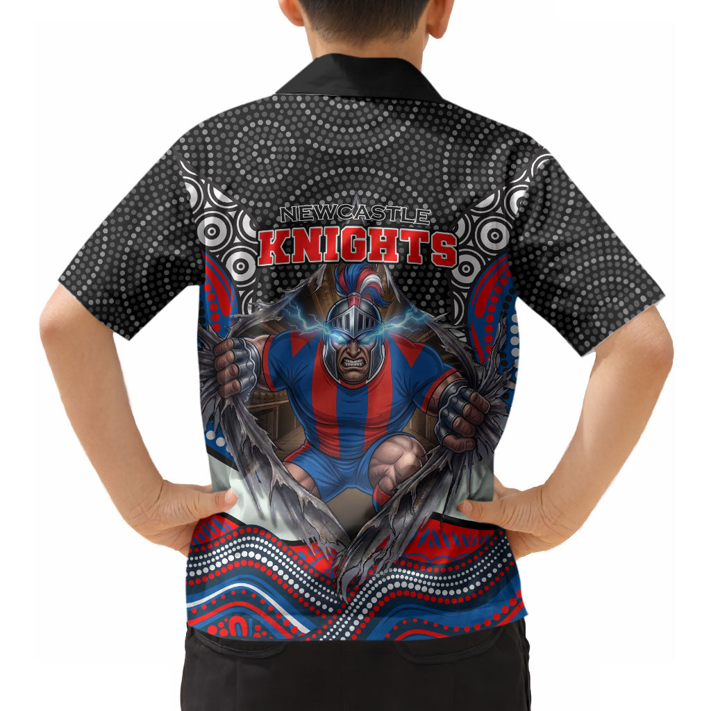 Newcastle Knights Hawaiian Shirt The Scream of Lightning Eyes - Indigenous Dot Ripping Effect