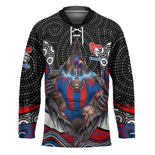 Newcastle Knights Hockey Jersey The Scream of Lightning Eyes - Indigenous Dot Ripping Effect