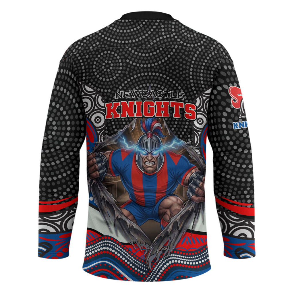 Newcastle Knights Hockey Jersey The Scream of Lightning Eyes - Indigenous Dot Ripping Effect