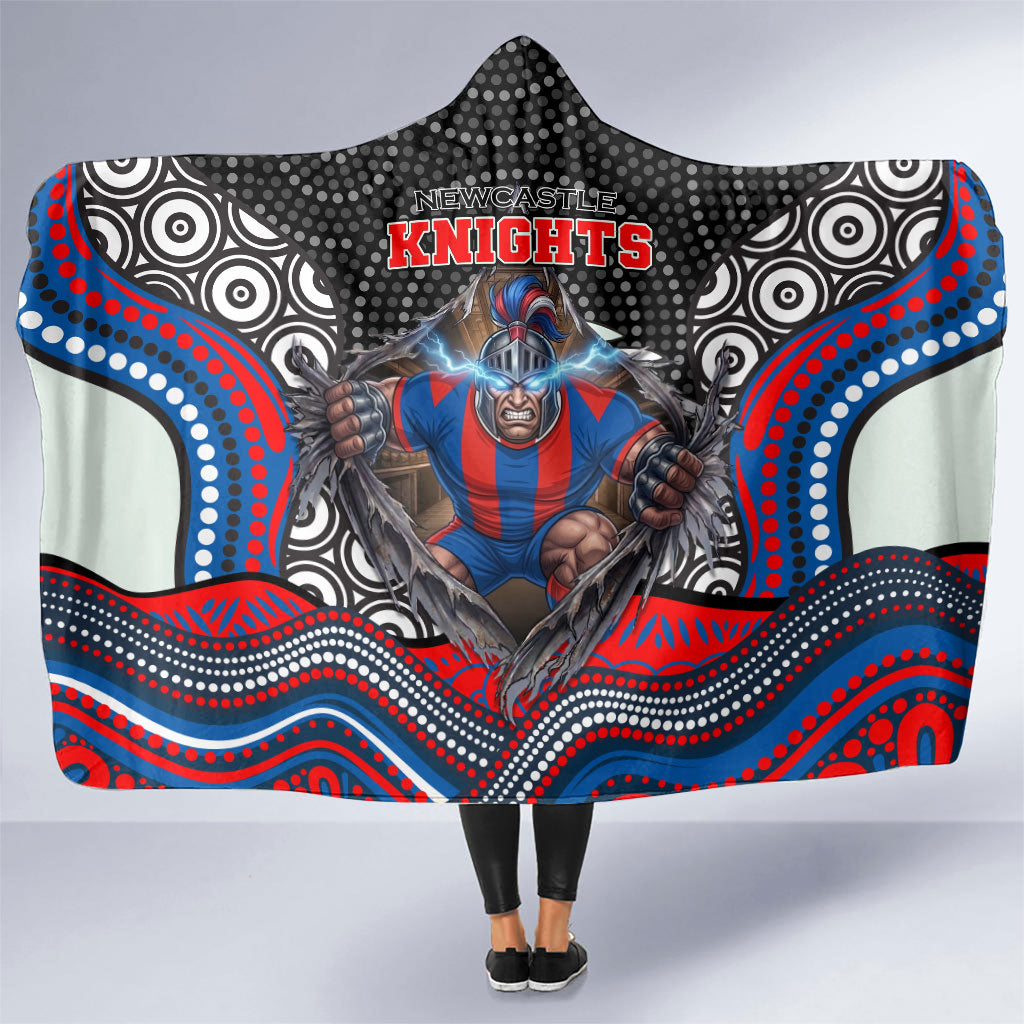 Newcastle Knights Hooded Blanket The Scream of Lightning Eyes - Indigenous Dot Ripping Effect