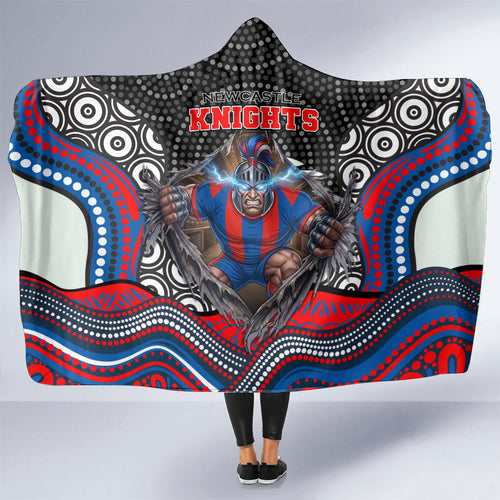 Newcastle Knights Hooded Blanket The Scream of Lightning Eyes - Indigenous Dot Ripping Effect