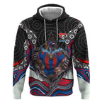 Newcastle Knights Hoodie The Scream of Lightning Eyes - Indigenous Dot Ripping Effect
