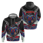 Newcastle Knights Hoodie The Scream of Lightning Eyes - Indigenous Dot Ripping Effect