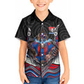 Newcastle Knights Kid Hawaiian Shirt The Scream of Lightning Eyes - Indigenous Dot Ripping Effect