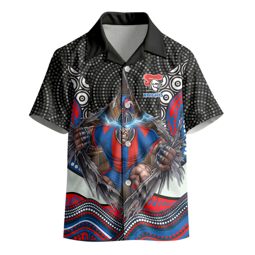 Newcastle Knights Kid Hawaiian Shirt The Scream of Lightning Eyes - Indigenous Dot Ripping Effect