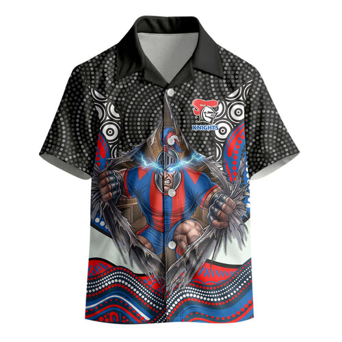 Newcastle Knights Kid Hawaiian Shirt The Scream of Lightning Eyes - Indigenous Dot Ripping Effect