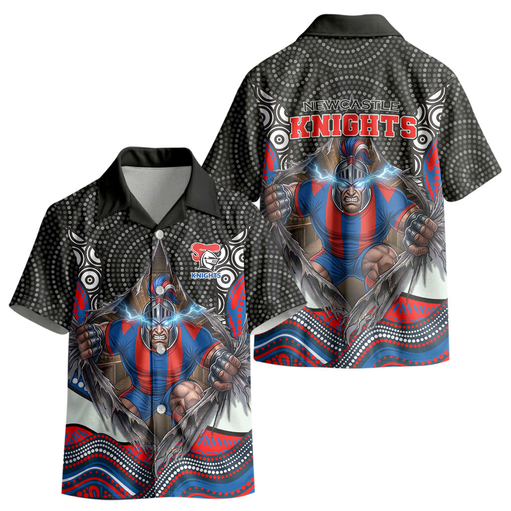 Newcastle Knights Kid Hawaiian Shirt The Scream of Lightning Eyes - Indigenous Dot Ripping Effect