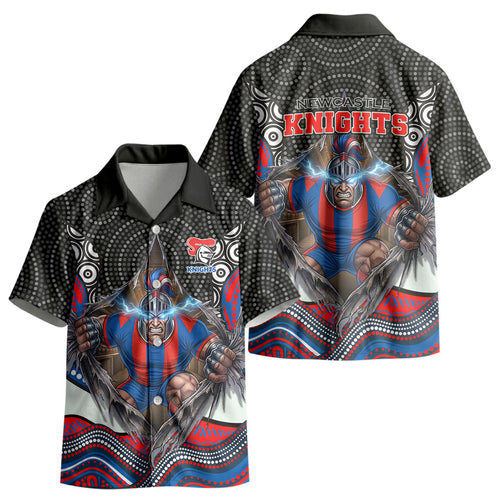 Newcastle Knights Kid Hawaiian Shirt The Scream of Lightning Eyes - Indigenous Dot Ripping Effect