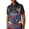 Newcastle Knights Kid Polo Shirt The Scream of Lightning Eyes - Indigenous Dot Ripping Effect