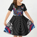 Newcastle Knights Kid Short Sleeve Dress The Scream of Lightning Eyes - Indigenous Dot Ripping Effect