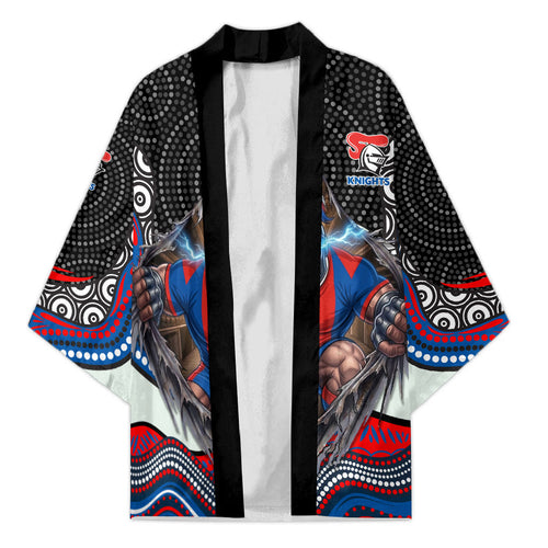 Newcastle Knights Kimono The Scream of Lightning Eyes - Indigenous Dot Ripping Effect