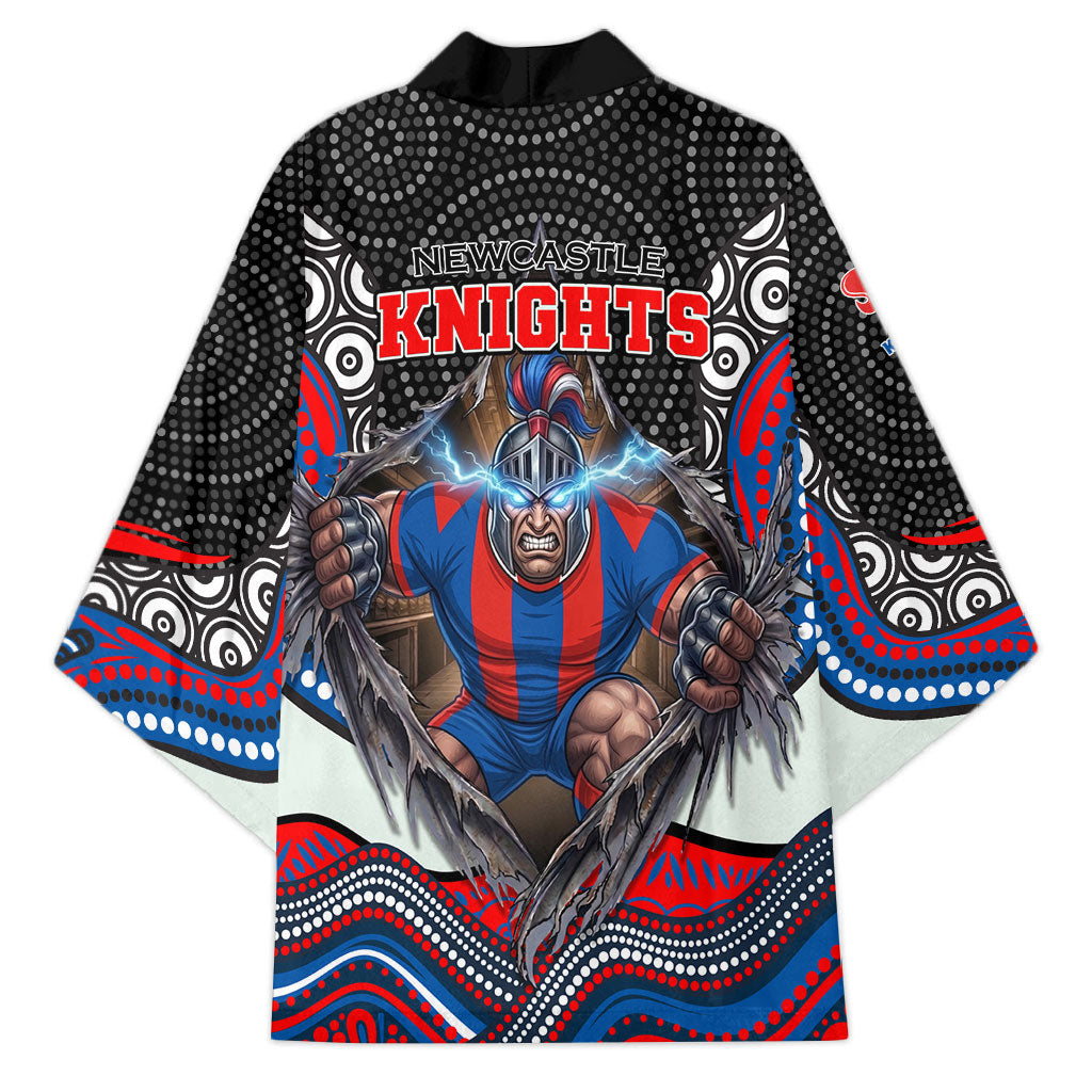 Newcastle Knights Kimono The Scream of Lightning Eyes - Indigenous Dot Ripping Effect