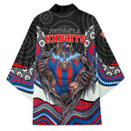 Newcastle Knights Kimono The Scream of Lightning Eyes - Indigenous Dot Ripping Effect