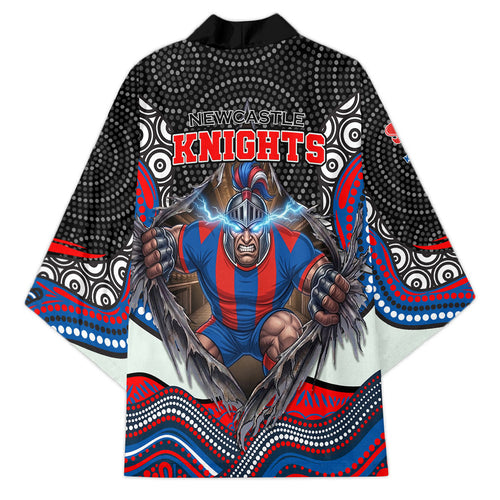 Newcastle Knights Kimono The Scream of Lightning Eyes - Indigenous Dot Ripping Effect