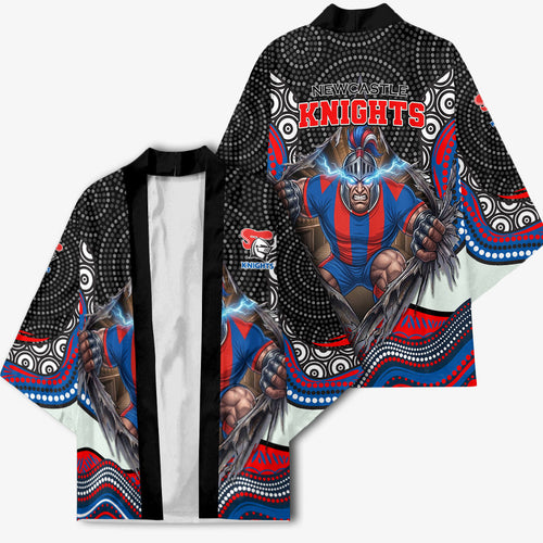 Newcastle Knights Kimono The Scream of Lightning Eyes - Indigenous Dot Ripping Effect