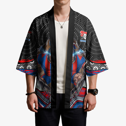 Newcastle Knights Kimono The Scream of Lightning Eyes - Indigenous Dot Ripping Effect