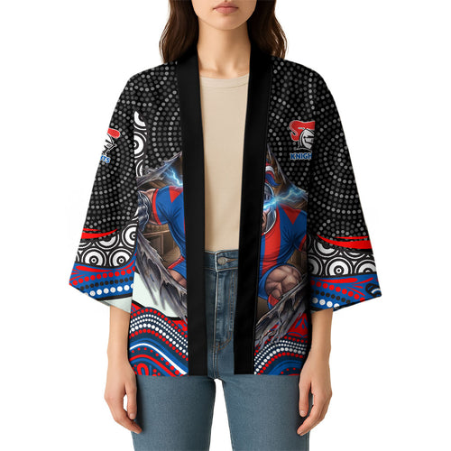 Newcastle Knights Kimono The Scream of Lightning Eyes - Indigenous Dot Ripping Effect