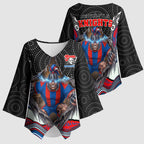 Newcastle Knights Kimono Sleeve Blouse The Scream of Lightning Eyes - Indigenous Dot Ripping Effect